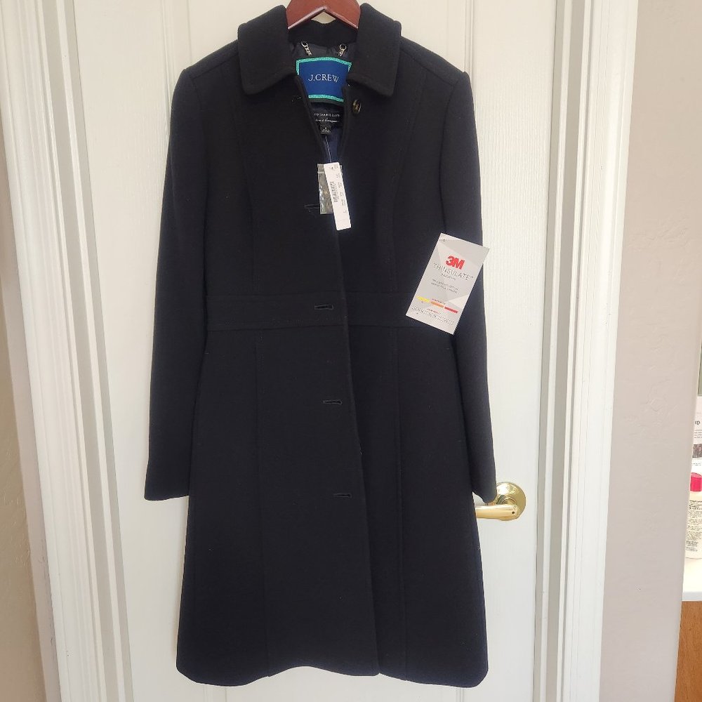 NWT J. Crew Lady Day Coat in Black Size 2